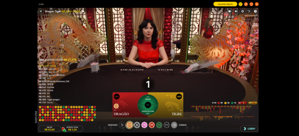 Mesa de Dragon Tiger ao vivo 